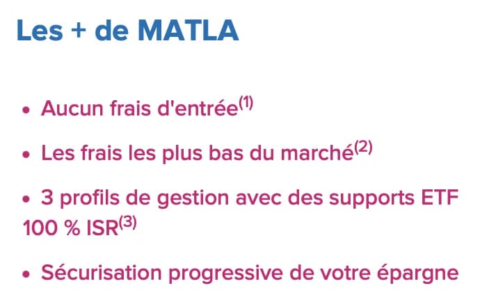 Les avantages du PER Matla selon Boursorama