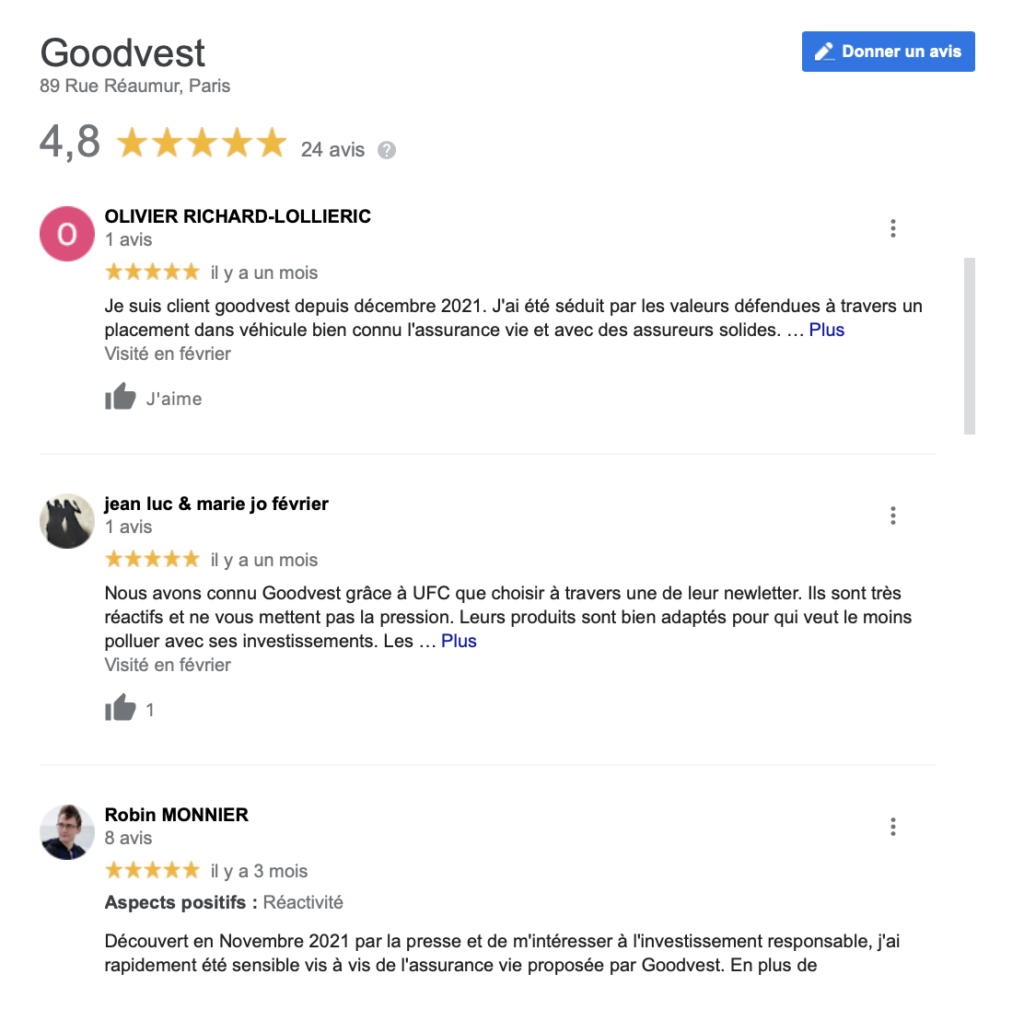 Avis clients Goodvest