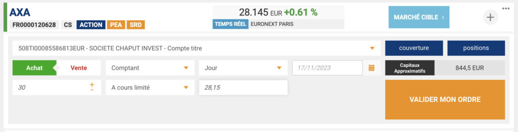 Passe d'ordre Bourse Direct