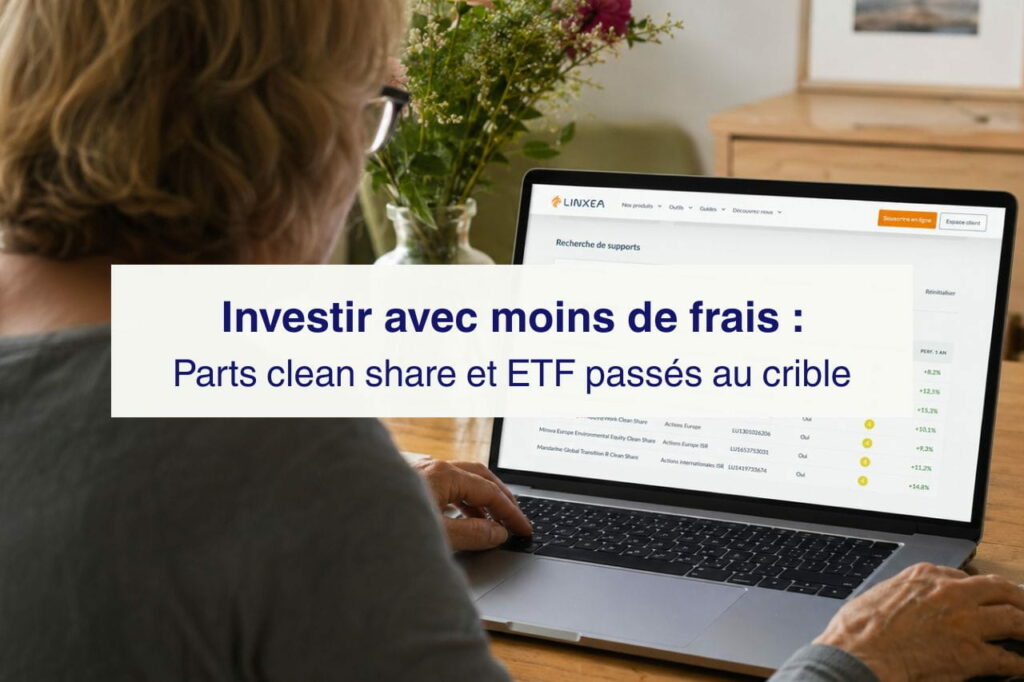 Épargnante consultant des fonds en parts clean share sur l’interface Linxea.